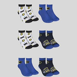 Kit 2 Pares de Meias 23/27 Infantil Cano Curto Batman
