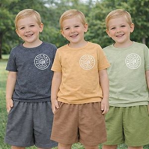 Conjunto Infantil Menino Camiseta Let’s Play Academy e Shorts Texturizado Sem Bolsos 4YOU- Cativa