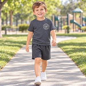 Conjunto Infantil Menino Camiseta Let’s Play Academy e Shorts Texturizado Sem Bolsos 4YOU- Cativa