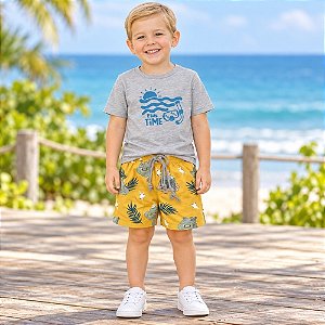 Conjunto Infantil Menino Camiseta Fun Time e Shorts Texturizado Sem Bolsos 4YOU- Cativa