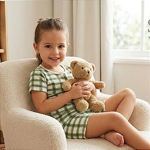 Pijama Infantil Menina Algodão Xadrez Rosa e Verde 4YOU- Cativa
