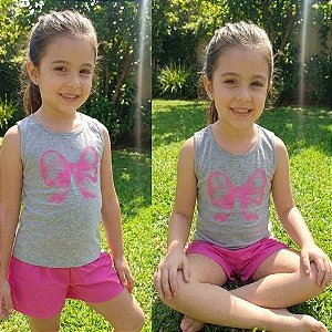 Conjunto Infantil Menina Regata com Laço e Shorts em Tactel 4YOU- Cativa