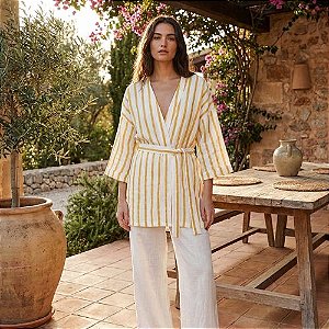 Kimono Feminino Listrado Manga 7/8 Hering