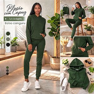 Blusão Feminino Moletom Básico com Capuz e Bolso Canguru Malwee