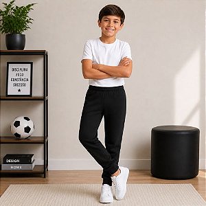 Calça Jogger Infantil Menino Moletom Com Punho Rei Rex