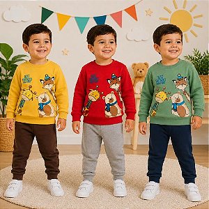 Conjunto Infantil Moletom Best Friends Menino Inverno Rei Rex