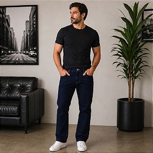 Calça Jeans Escuro Masculina Reta Tradicional Cintura Média Wrangler