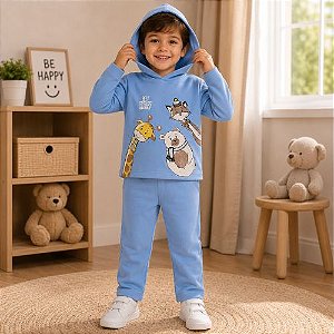 Conjunto Infantil Moletom Best Friends Menino com Capuz Rei Rex