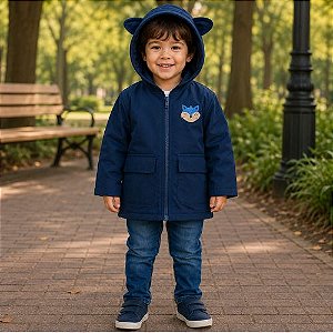 Jaqueta Infantil Alongada com Capuz Raposa Malwee Kids