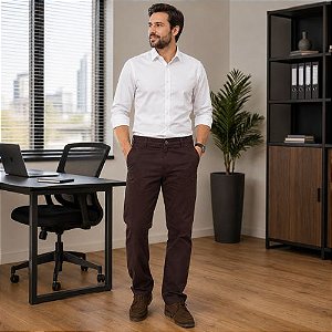 Calça Masculina de Sarja Reta Cintura Média Hering