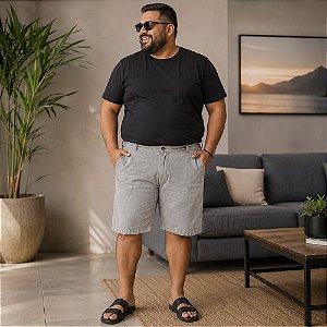Bermuda Masculina Plus Size de Sarja Cinza- Hering