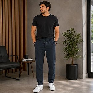 Calça Masculina de Sarja Jogger com Elástico na Cintura- Hering