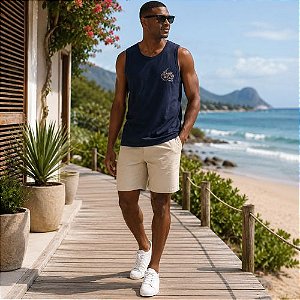 Regata Masculina Azul Marinho Estampa Moto Gola Redonda Casual- Hering