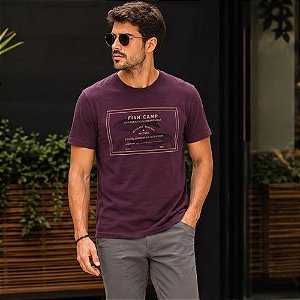 Camiseta Masculina Fish Camp Estampada Manga Curta Gola Careca Hering
