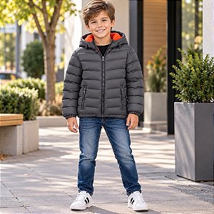 Jaqueta Puffer Menino Peluciada- Safira