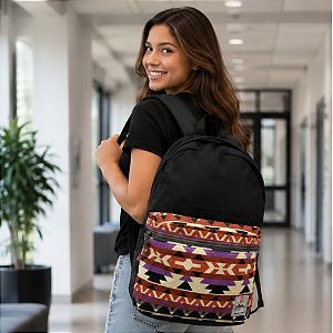 Mochila Escolar Republic Vix Estampa Étnica Bolso Frontal