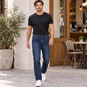 Calça Jeans Masculina Enrico Rossi Reta 5 Bolsos