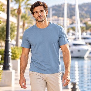 Camiseta Masculina Hering Azul Gola Redonda Básica