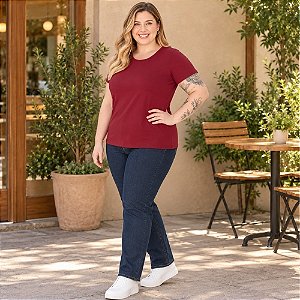 Blusa Manga Curta e Decote Redondo Plus Size em Algodão- Malwee