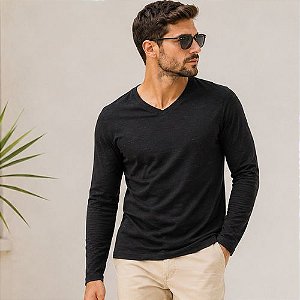 Camiseta Masculina Manga Longa Decote V H60182