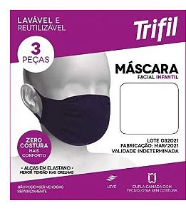 Kit de 3 Máscaras Infantil Trifil Lavável Reutilizável W0611