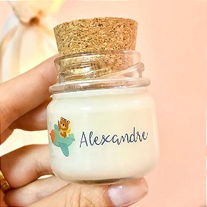 Mini Vela Aromática Lembrancinha Infantil Alexandre + Saquinho Organza