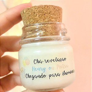 Mini Vela Aromática Lembrancinha Maternidade Henry ou Pietra + Saquinho Organza
