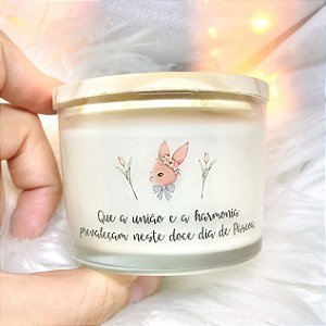 Vela Aromática Tampa Madeira Páscoa 110g
