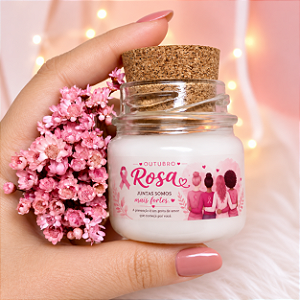 Mini Vela Aromática Lembrancinha Outubro Rosa + Saquinho Organza