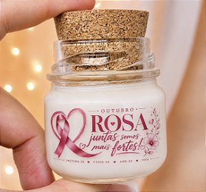 Mini Vela Aromática Lembrancinha Outubro Rosa + Saquinho Organza