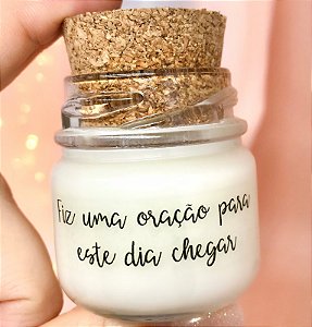 Mini Vela Aromática Lembrancinha Personalizada "Sua Frase" + Saquinho Organza