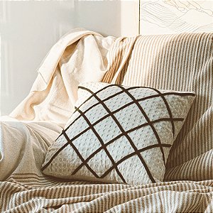 Capa de almofada 45x45 crua trama preta