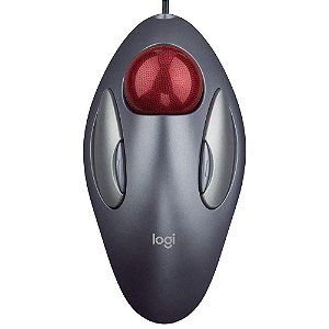 Mouse Logitech Trackball Marble Com Fio Cinza Ambidestro e 4 Botões Programáveis
