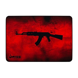 Mouse Pad Gamer AK47 Vermelho Borda Costurada - Grande 42x29 cm | Rise Mode