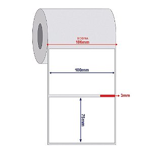 Etiqueta Adesiva 100x75 | 1 Colunas | Kit 12 Rolos | Couchê - C/ 4.920 Etiquetas
