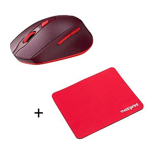 Kit Mouse Sem Fio 15 Metros de Alcance + Mouse Pad Vermelho