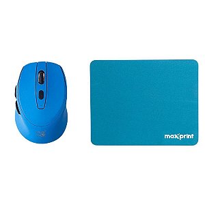 Kit Mouse Wireless Sem Fio 10 Metros, Azul + Mouse pad 22x18 cm, Azul