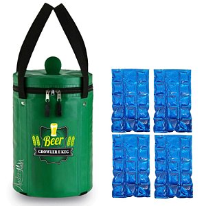 Bolsa Térmica para Barril de Chopp 5L + 4 Geles Reutilizáveis