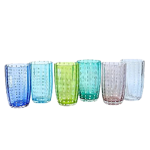 Kit com 6 Copos para Água em Vidro Cristalino Coloratta 350ml Cores Sortidas