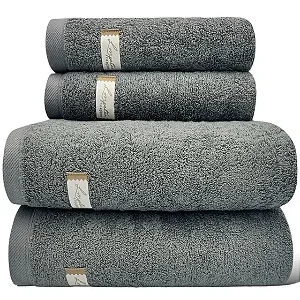 Jogo de Toalhas Algodão Egípcio Quefren – 4 Peças Banhão Gigante Cinza