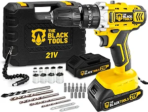 Furadeira Parafusadeira de Impacto Black Tools 21V – 2 Baterias e Maleta Completa