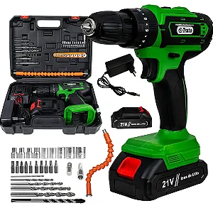 Parafusadeira Furadeira Profissional Trato 21V – 2 Baterias e LED Integrado