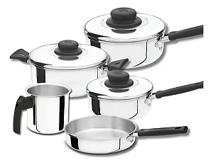 Jogo Panelas 5 Peças Polido Alumínio Cozinha Completa