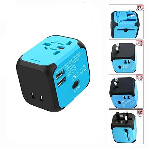 Tomada Universal para Viagens com Dual USB