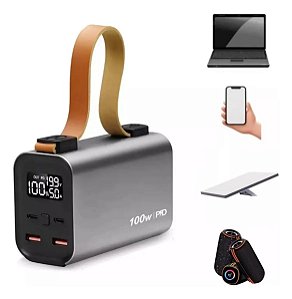 Kit Powerbank 30.000mAh 100W PD Carregador Rápido + Adaptador