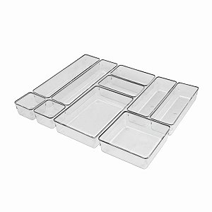 Kit 10 Organizadores Modulares para Gaveta em Acrílico Multiuso