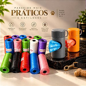 Porta Refil Cata Caca 3D + Kit de Saquinhos 75/150/225 Unidades + NOME DO SEU PET