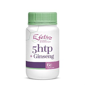 5 HTP 50mg + Ginseng 200mg Cápsulas Anti Stress e fadiga