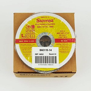 Kit com 12 Discos Abrasivos de Corte 115 x 1,0 x 22,2mm - STARRETT