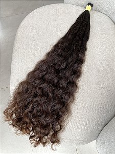 Cabelo Brasileiro do Sul Cacheado Natural Castanho Claro 70cm 138g